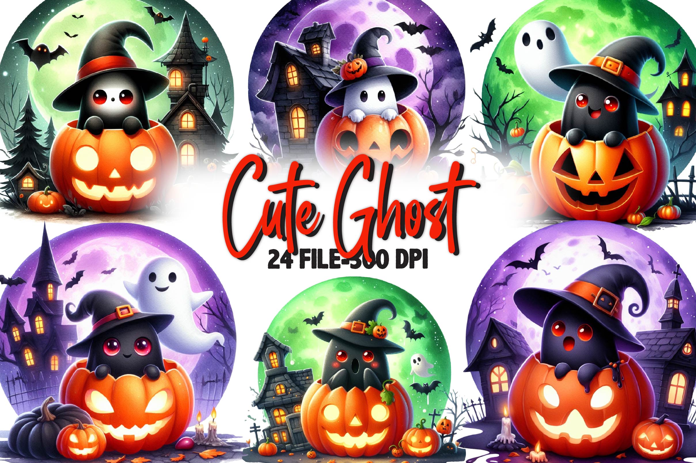 Cute Ghost Clipart Bundle 1