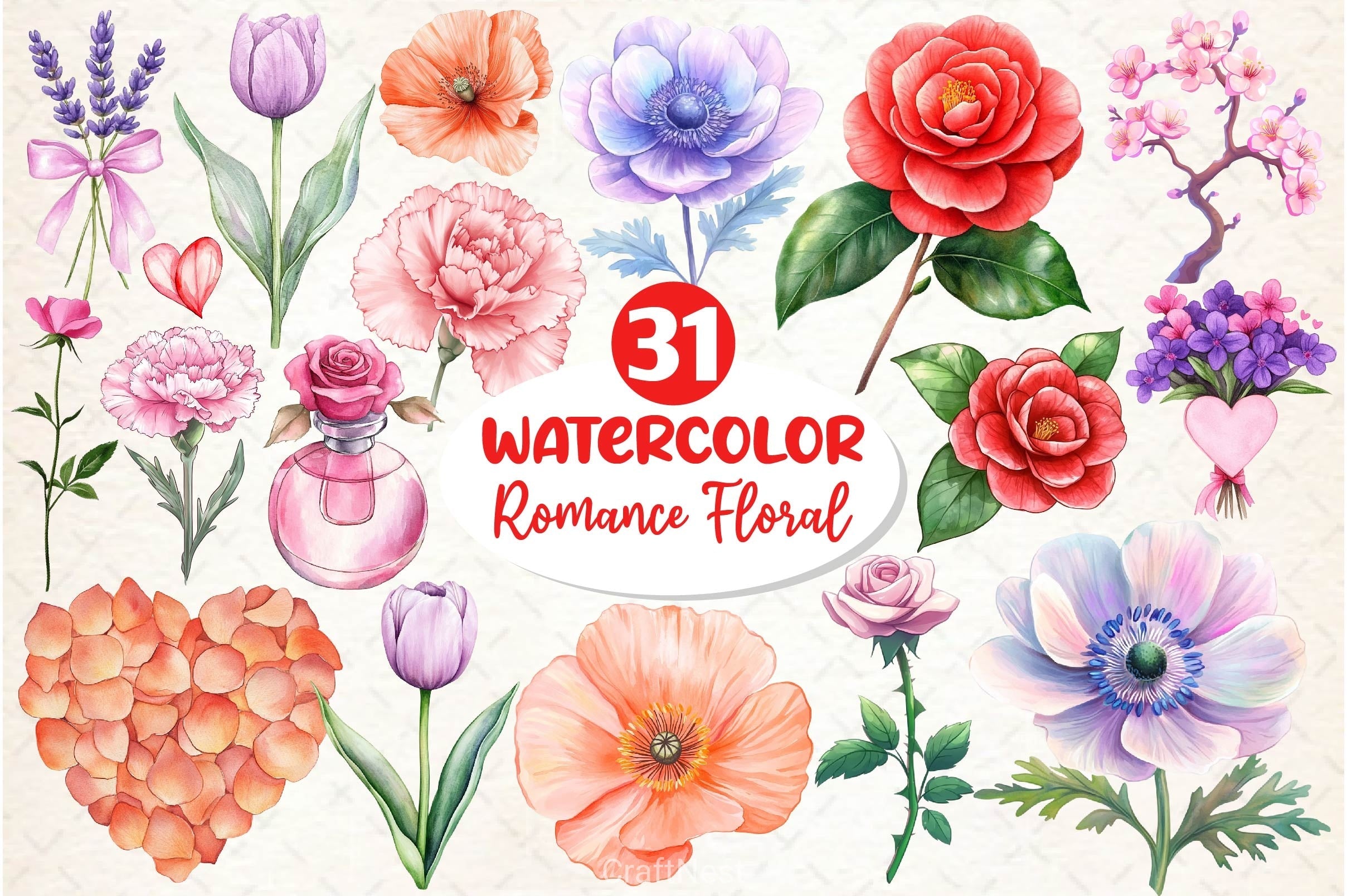 Romance Floral Clipart Bundle