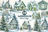 Sage Green Winter Cottage Clipart Bundle