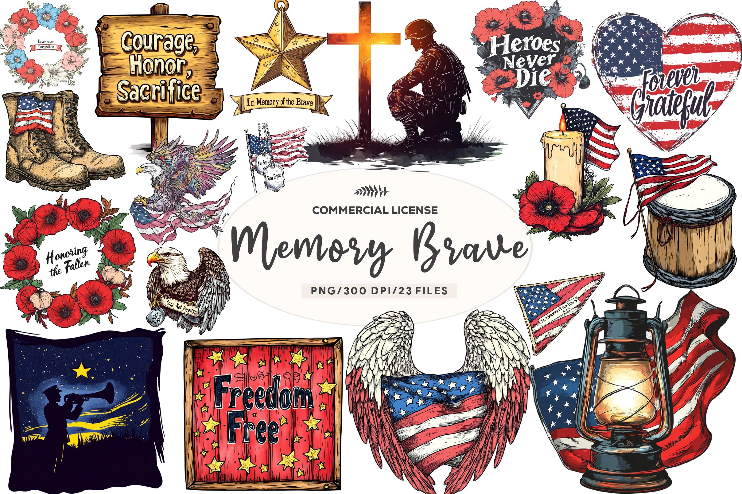 In Memory Of The Brave Design Clipart Bundle
