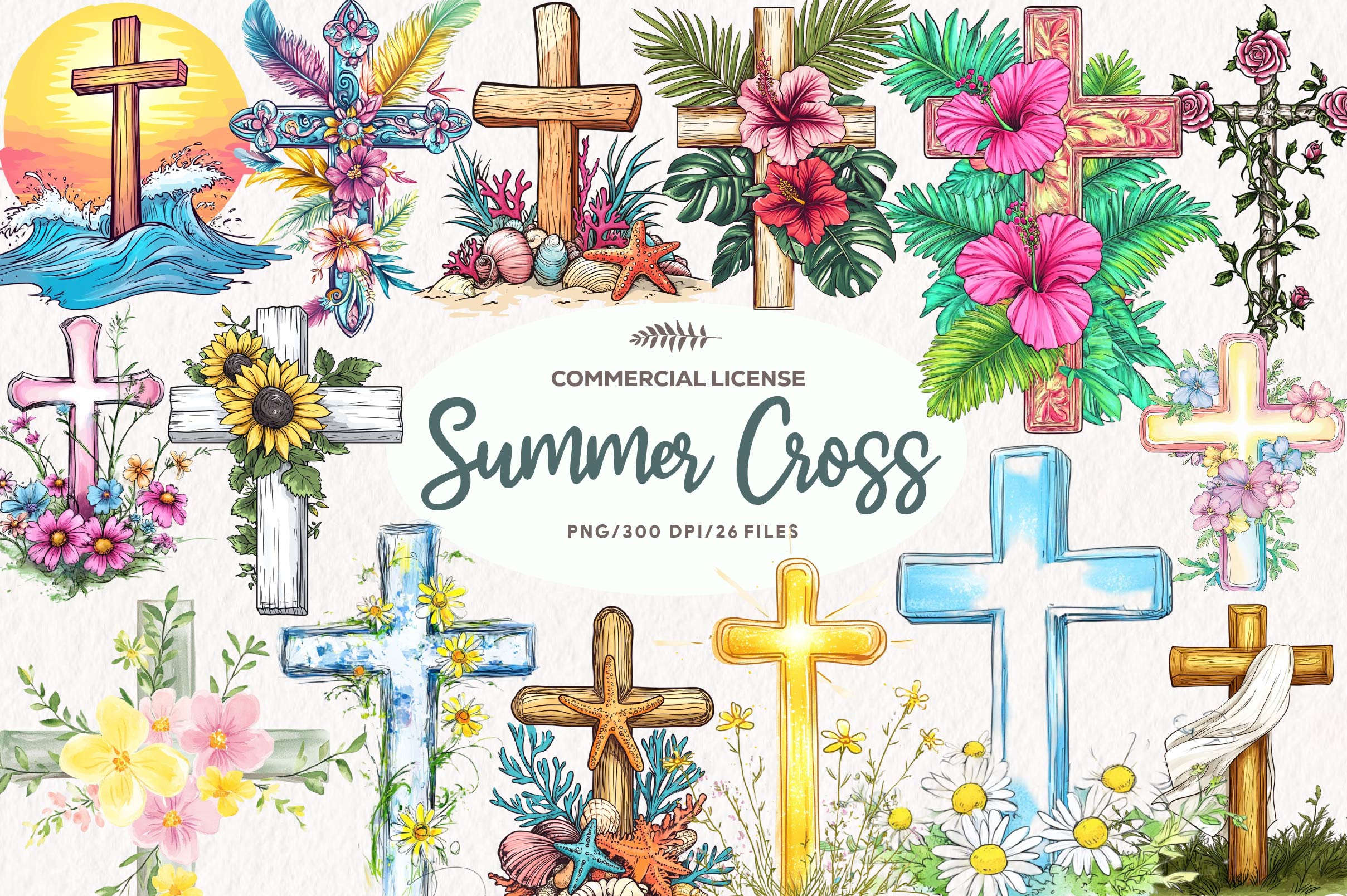 Summer Cross Clipart Bundle