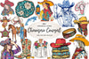 Cute Chinoiserie Cowgirl Clipart Bundle