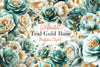Teal And Gold Roses Clipart Bundle