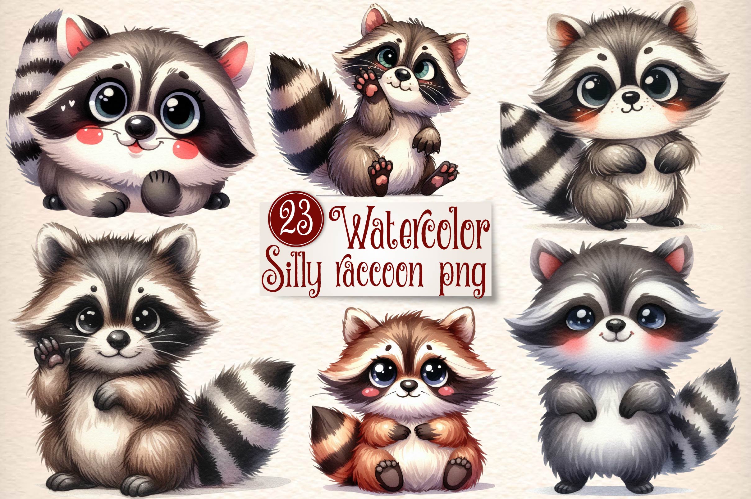 Silly Raccoon Clipart Bundle