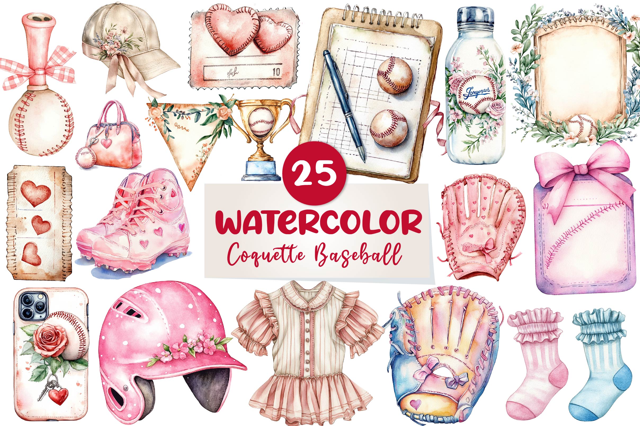 Coquette Baseball Clipart Bundle 1