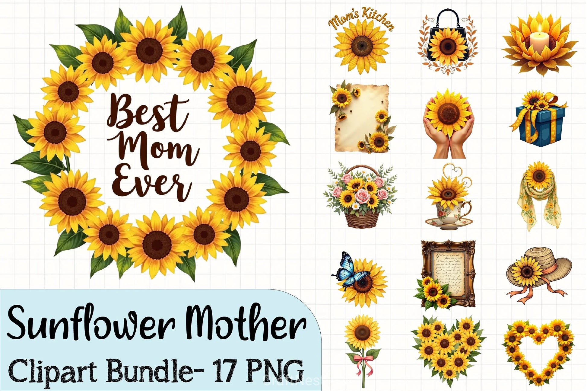 Sunflower Mother's Day Clipart Bundle 2 - CraftNest - Digital Crafting and Art