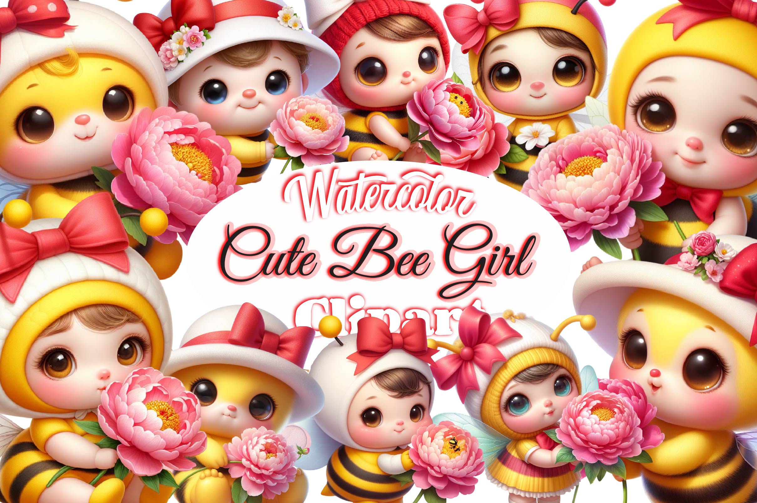 Cute Bee Clipart Bundle 2