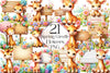 Giraffe Spring Flowers Clipart Bundle 2