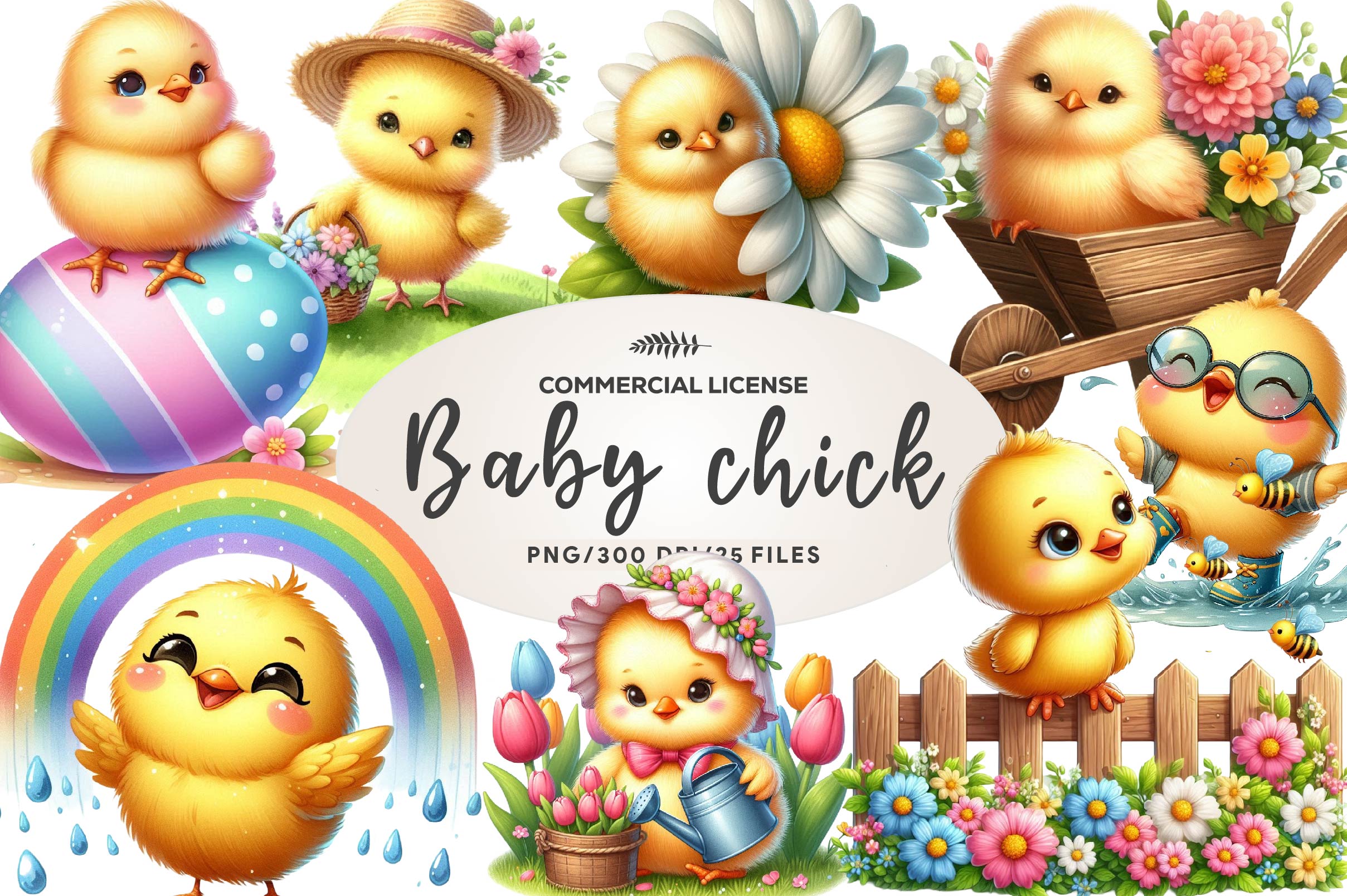 Spring & Baby Chick Clipart Bundle