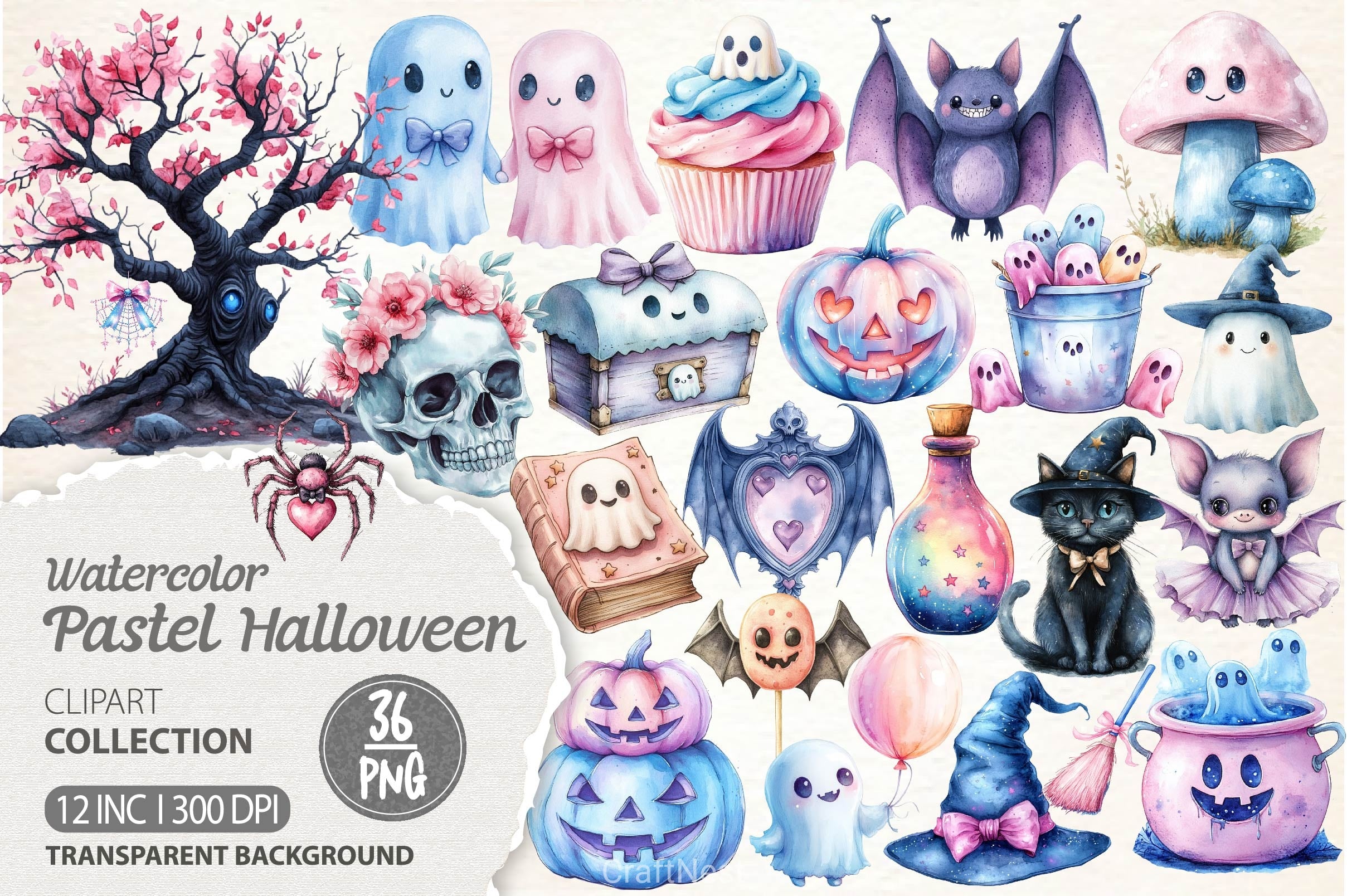 Pastel Halloween Clipart Bundle 5