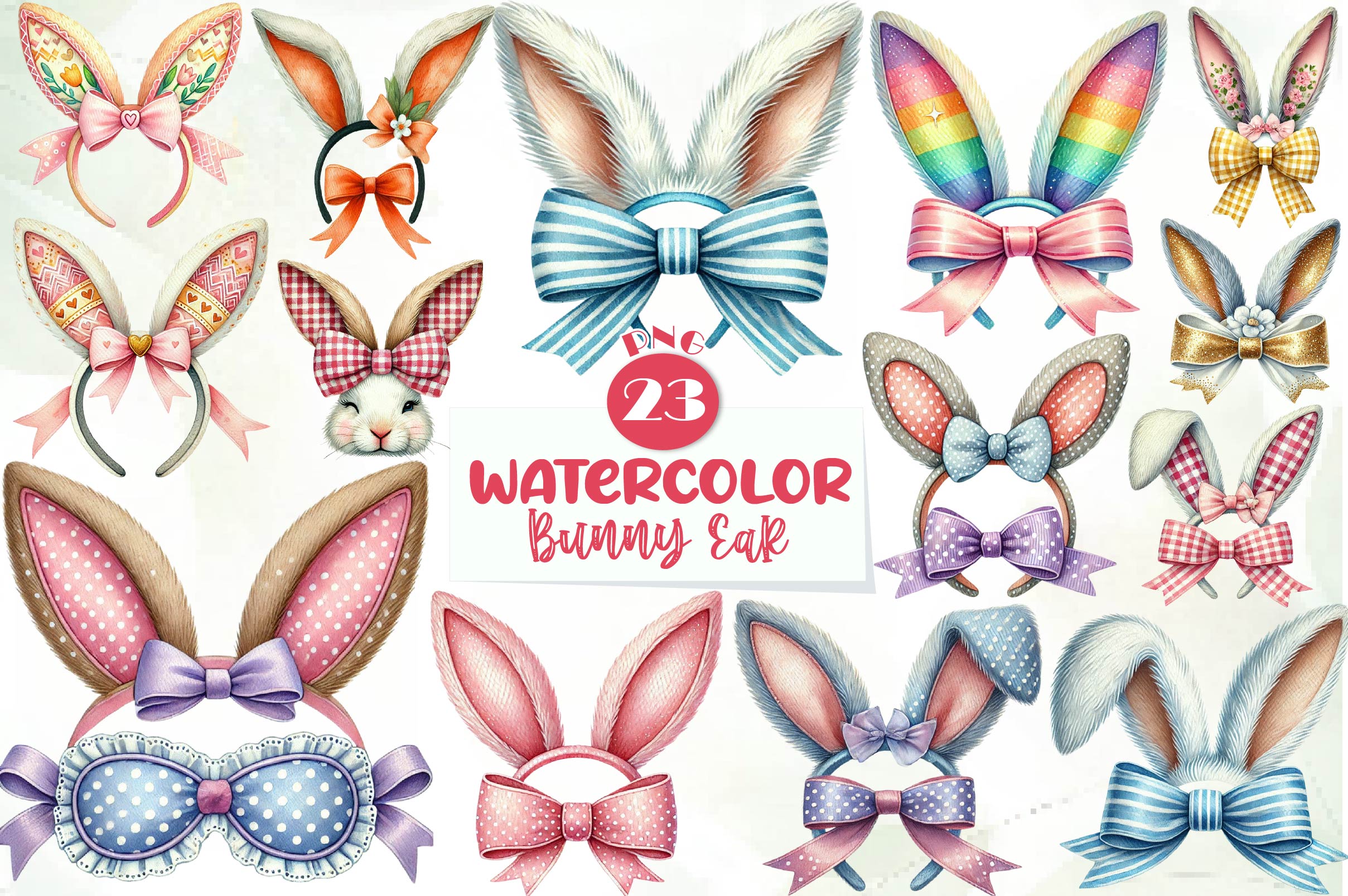 Easter Bunny Ear Coquette Bow Clipart Bundle
