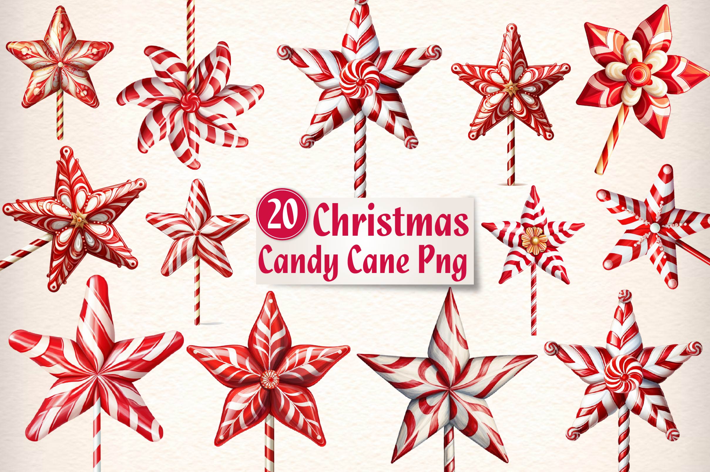 Christmas Candy Cane Clipart Bundle 1