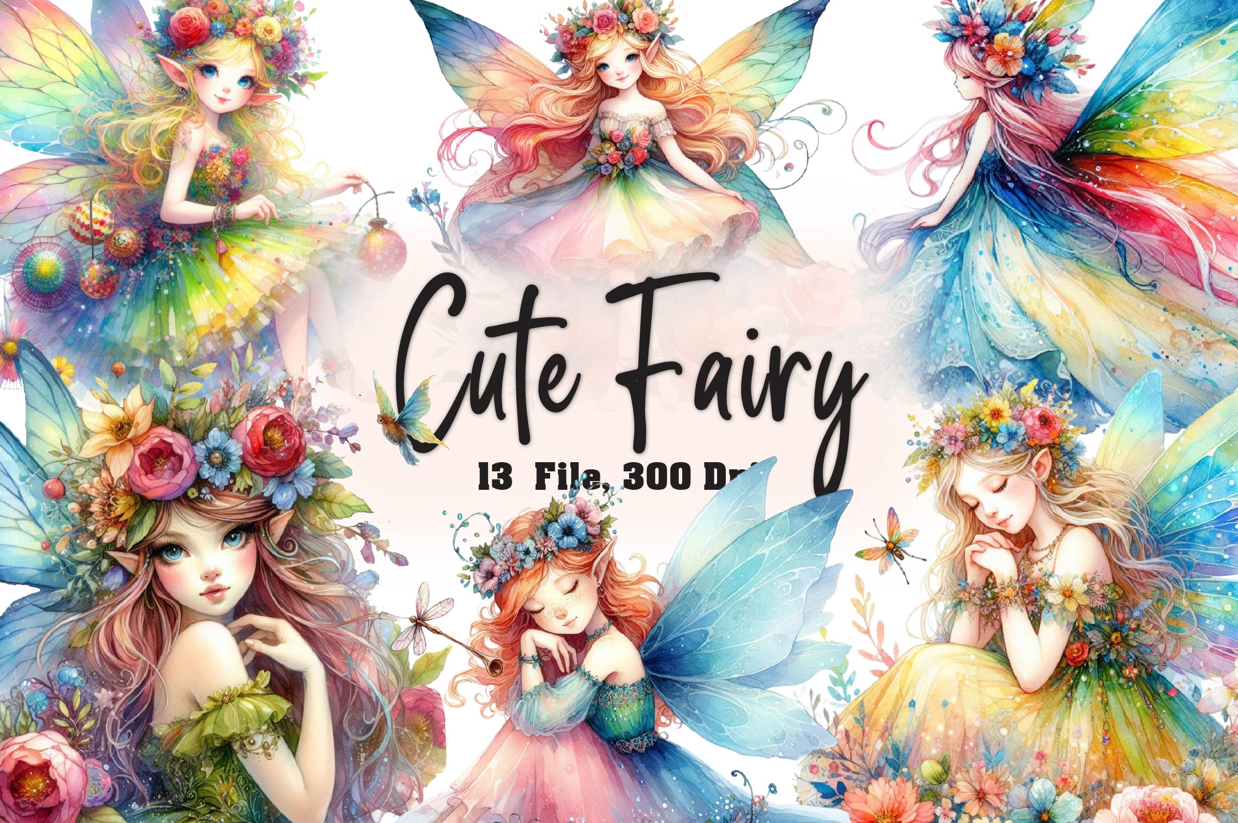 Cute Fairy Clipart Bundle