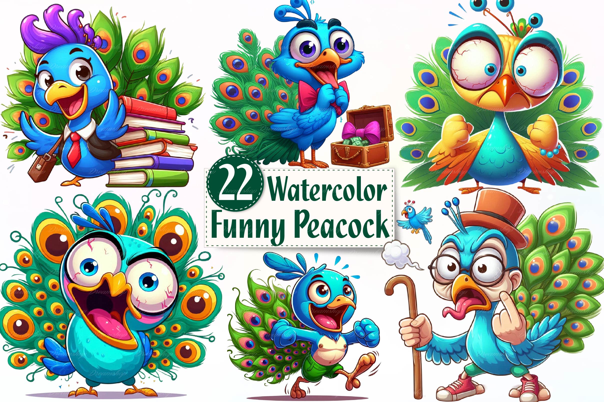 Cute Peacock Clipart Bundle 1
