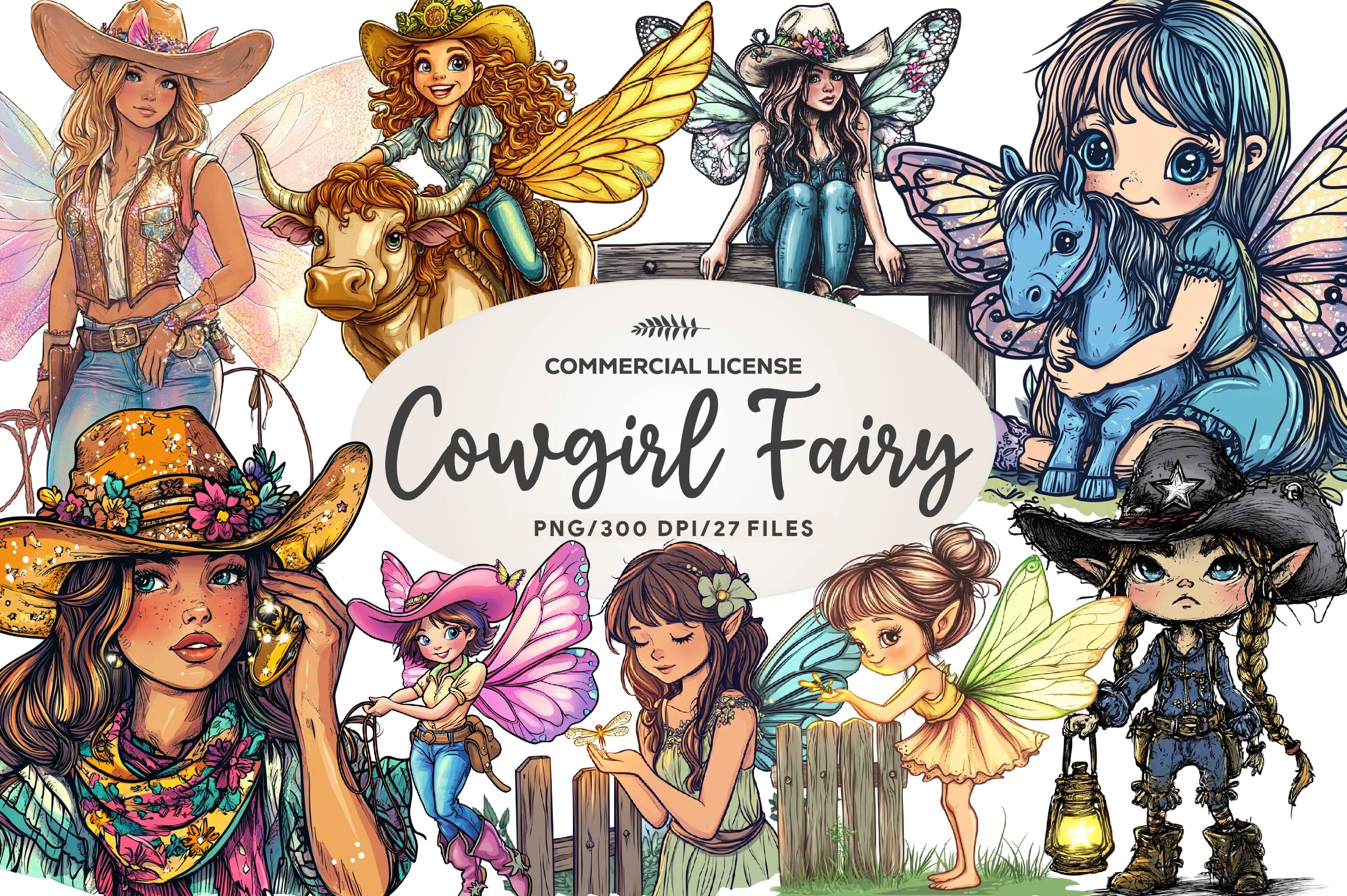 Cowgirl Fairy Clipart Bundle