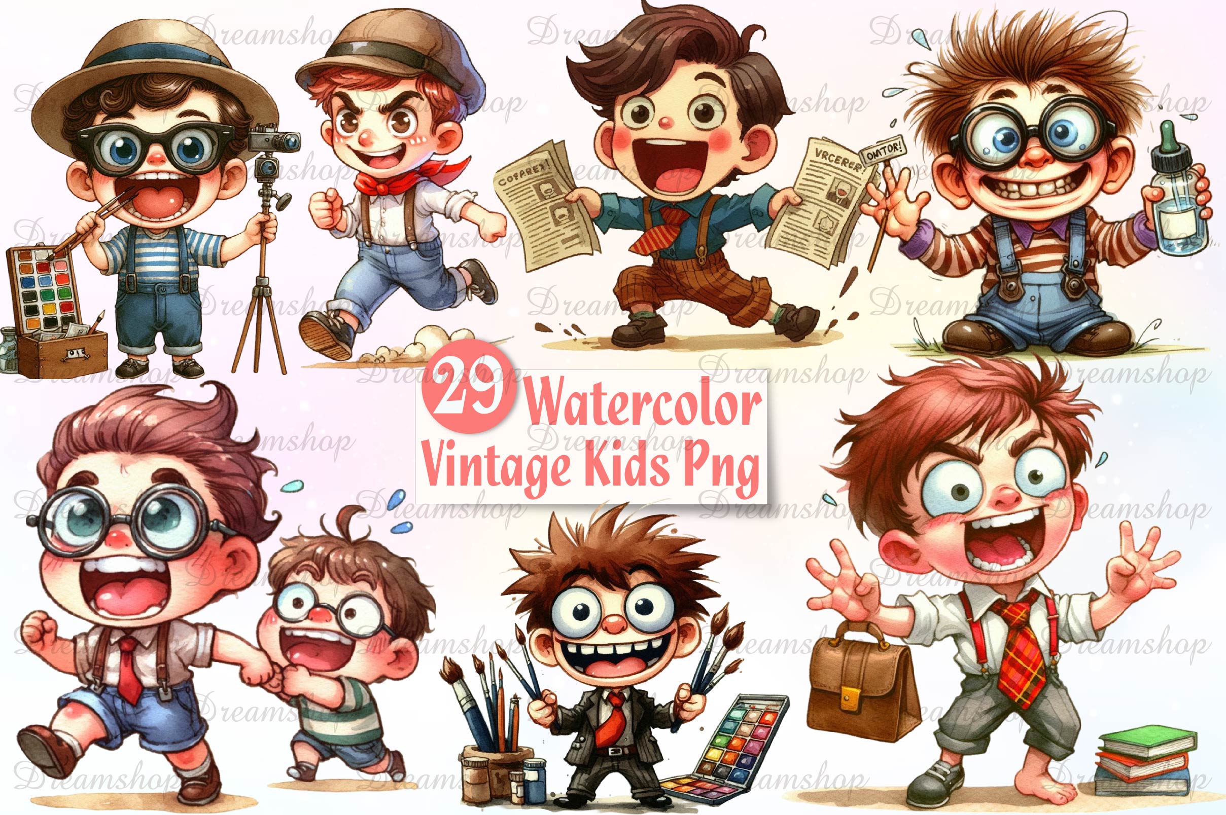 Vintage Kids Clipart Bundle
