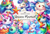 Cute Unicorn With Mermaid Clipart Bundle