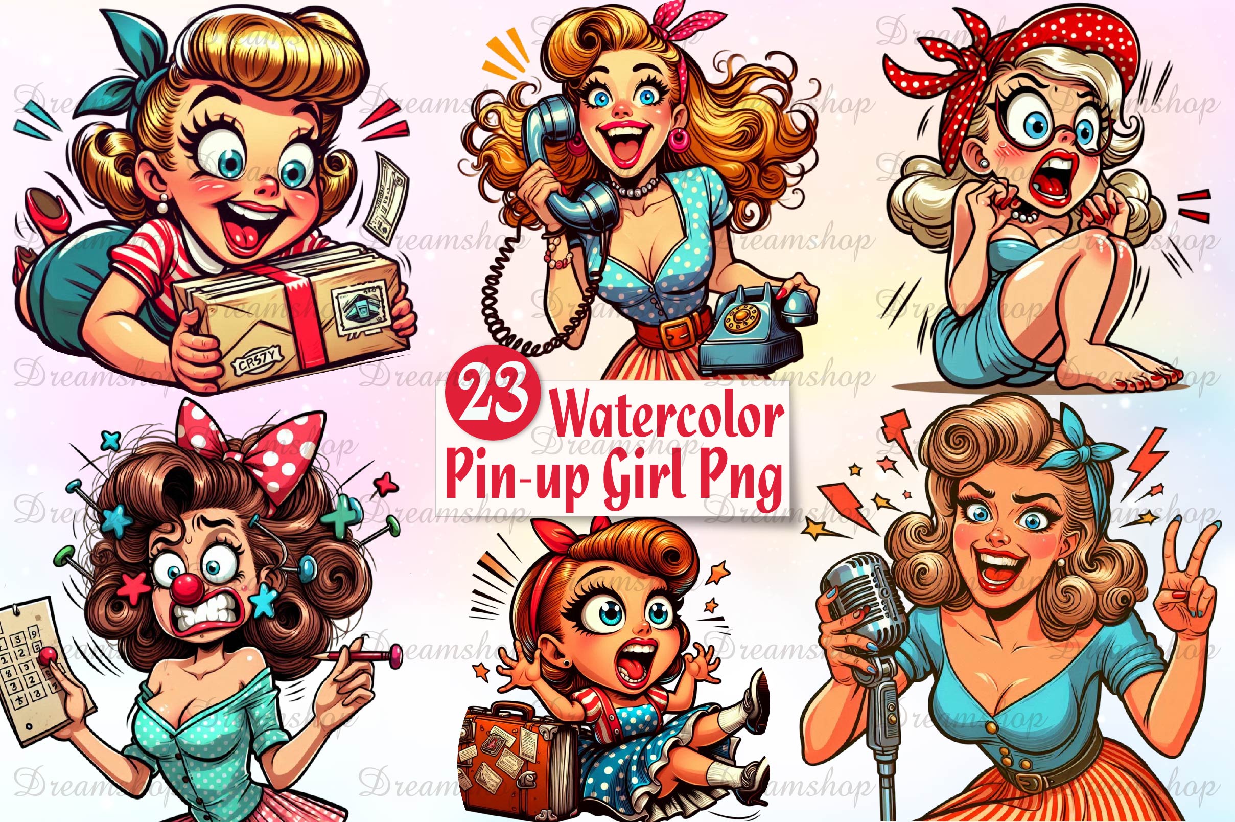 Pin Up Girl Clipart Bundle