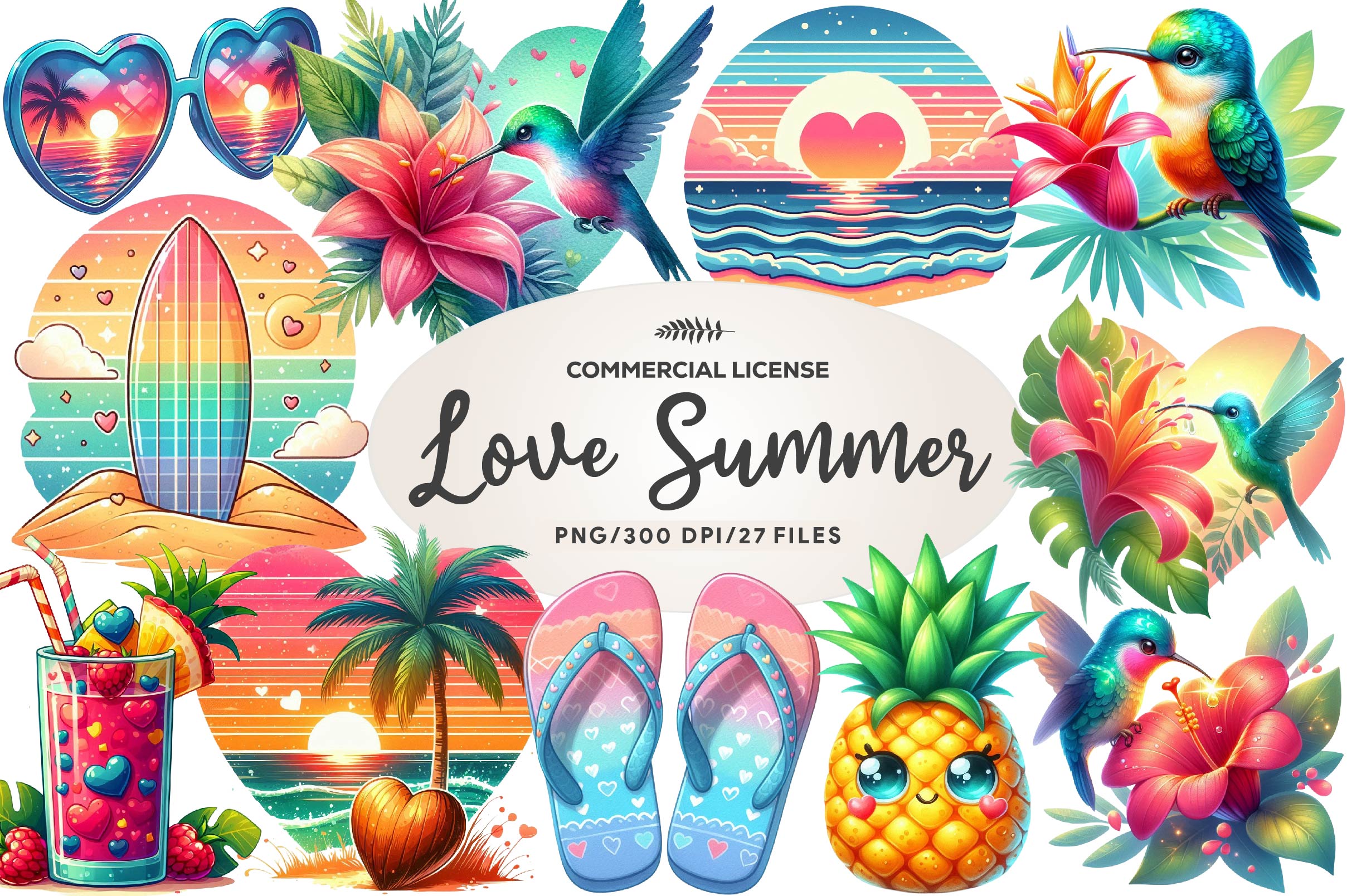 Love Summer Clipart Bundle