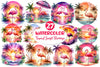 Tropical Sunset Flamingo Clipart Bundle 2