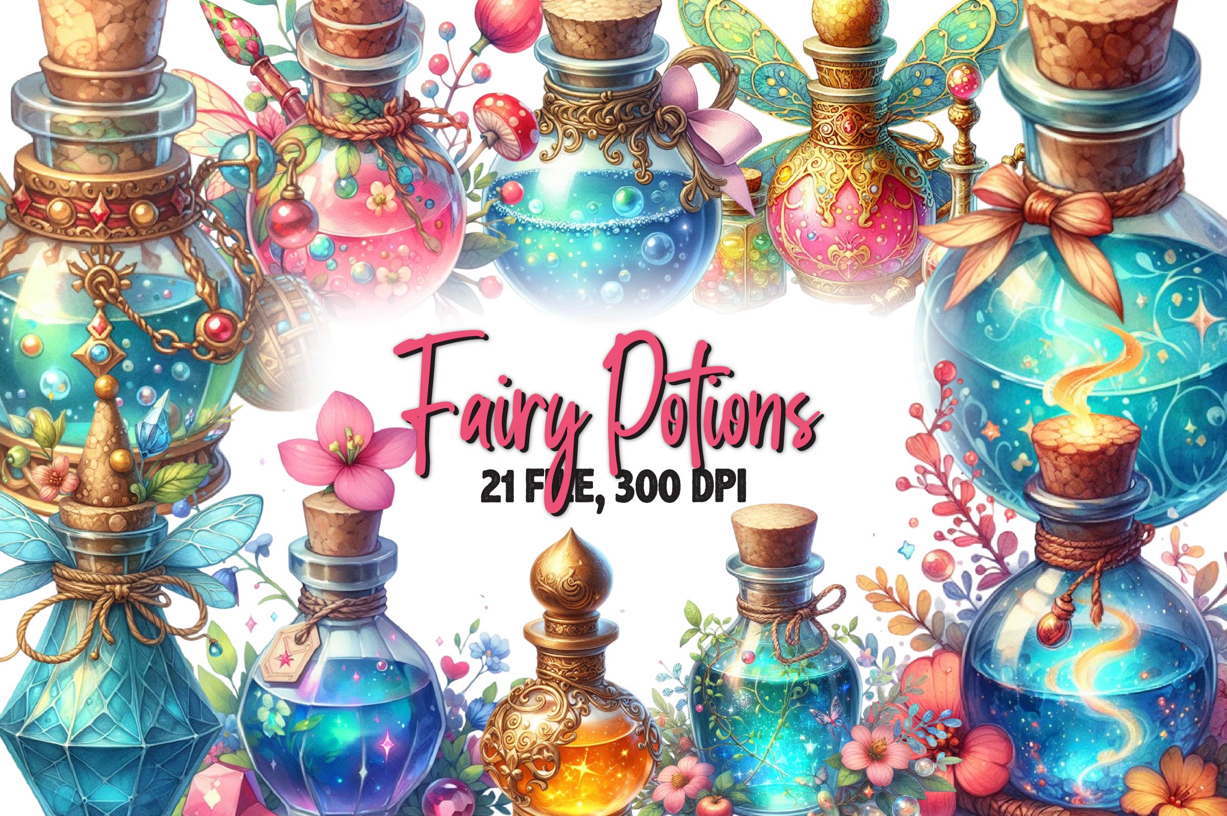 Fairy Potions Clipart Bundle