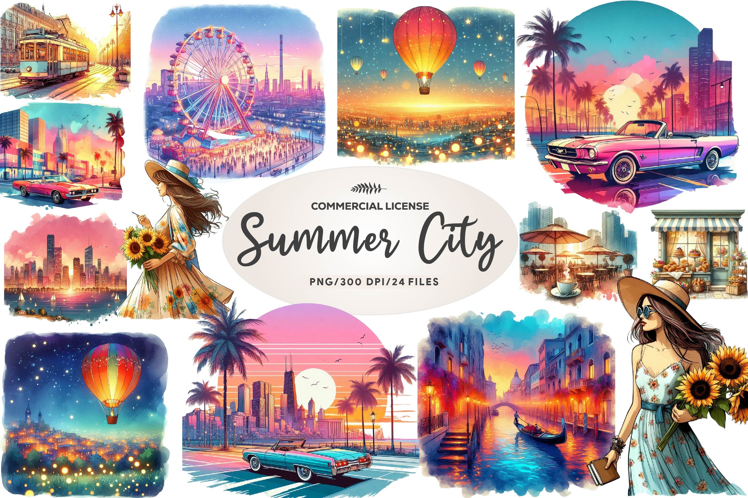Summer City Clipart Bundle
