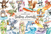 Retro Surfing Animals Clipart Bundle