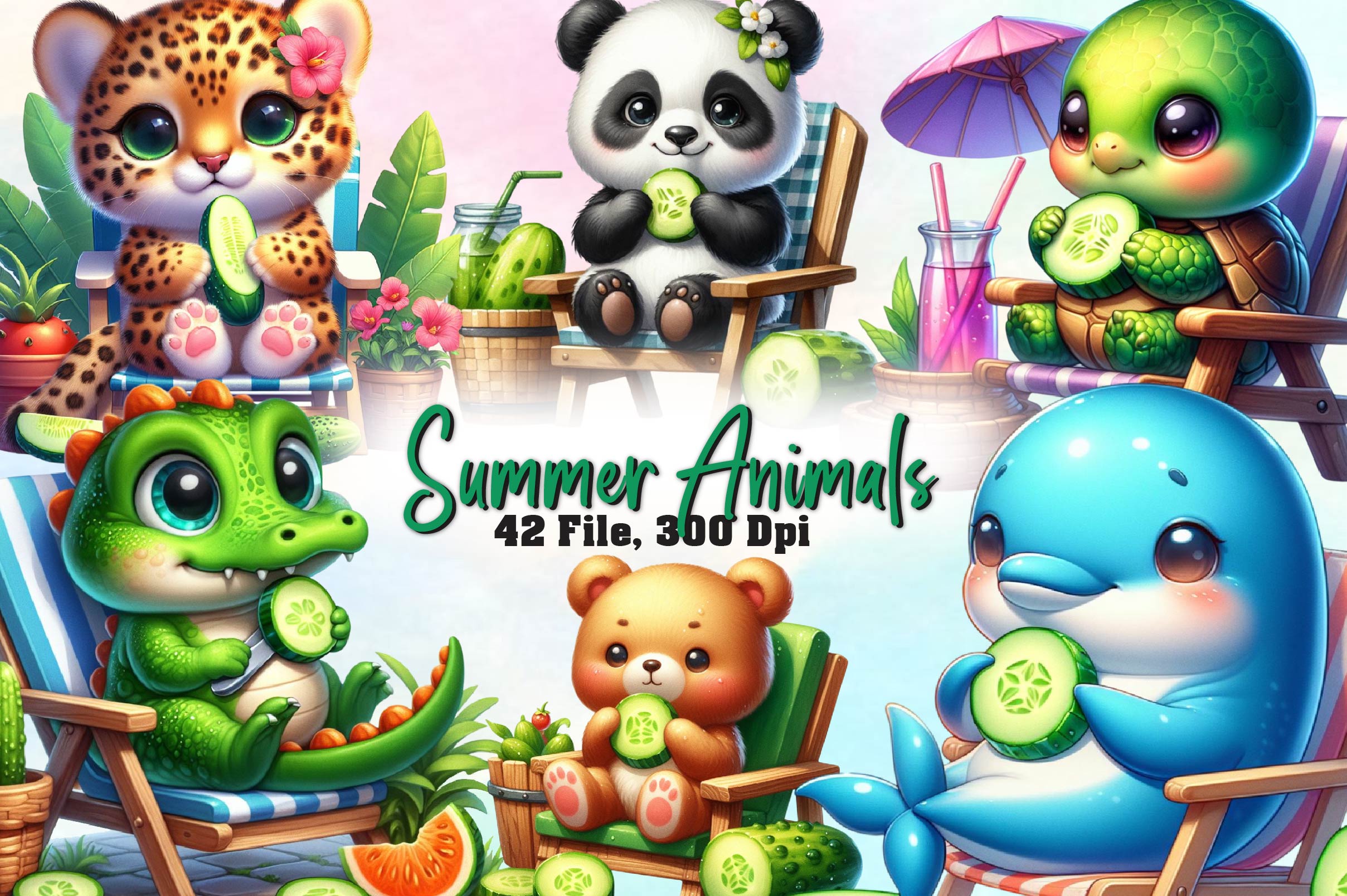 Summer Animals Clipart Bundle 2