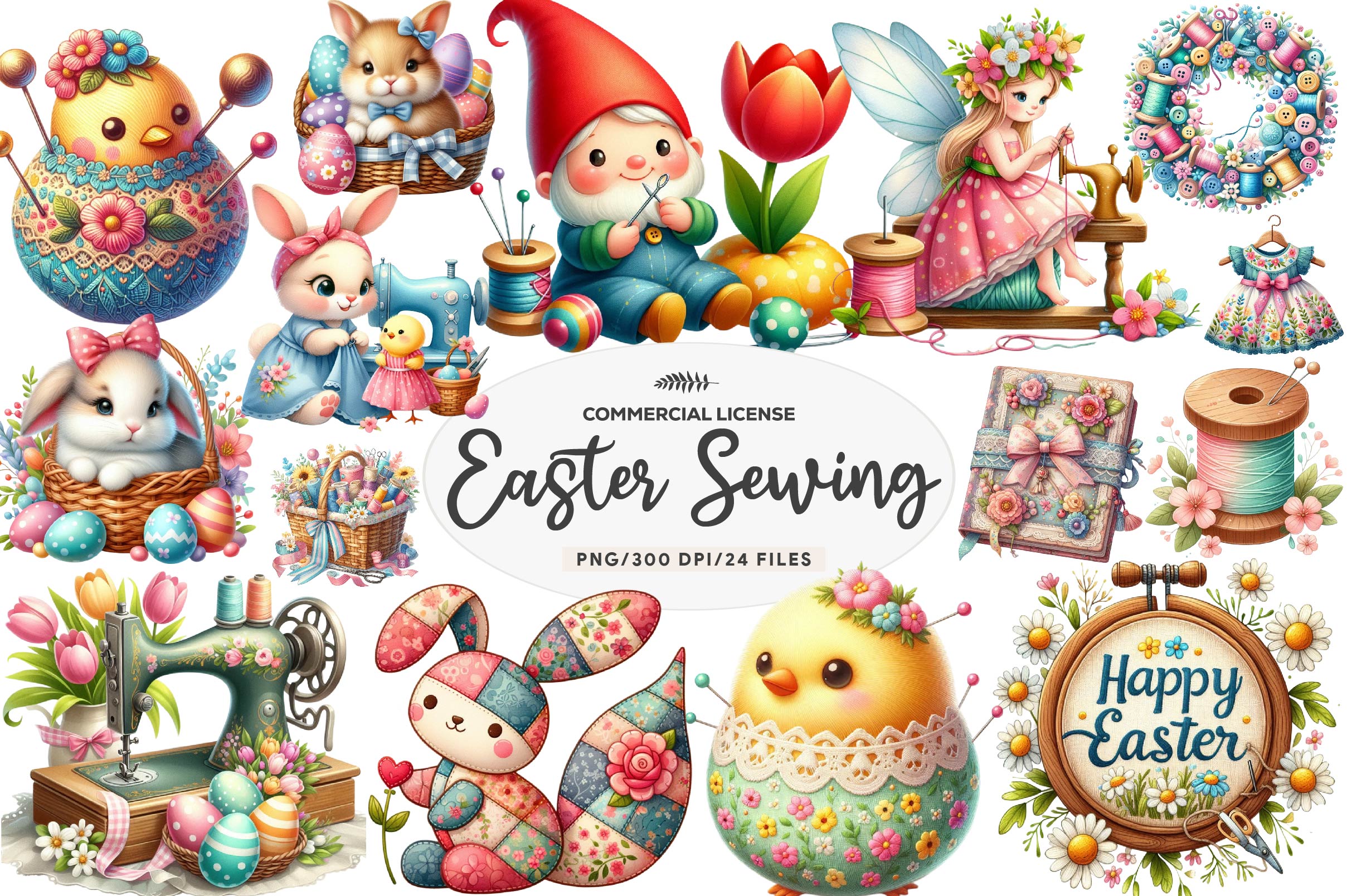 Spring & Easter Sewing Clipart Bundle