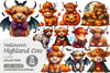 Cute Halloween Highland Cow Clipart Bundle 3