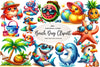 Cute Funny Beach Day Clipart Bundle