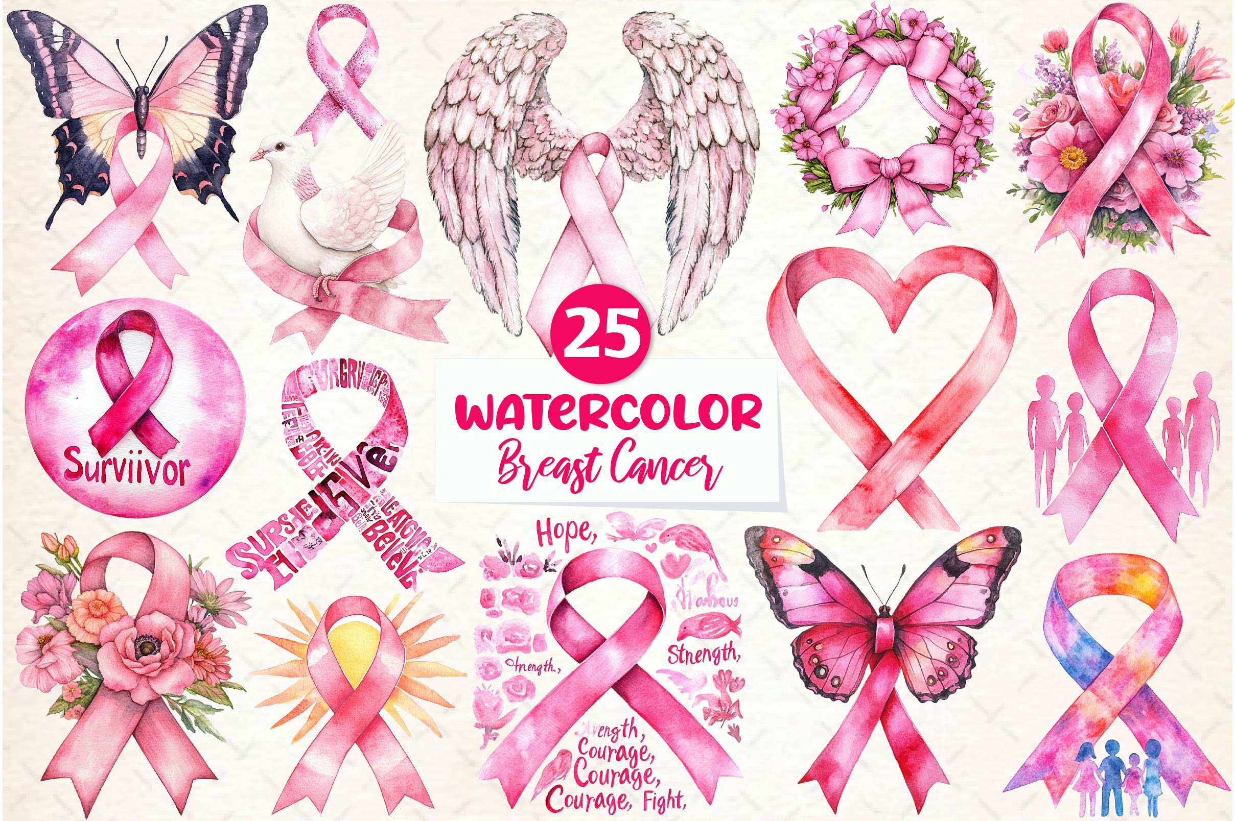 Breast Cancer Awareness Clipart Bundle