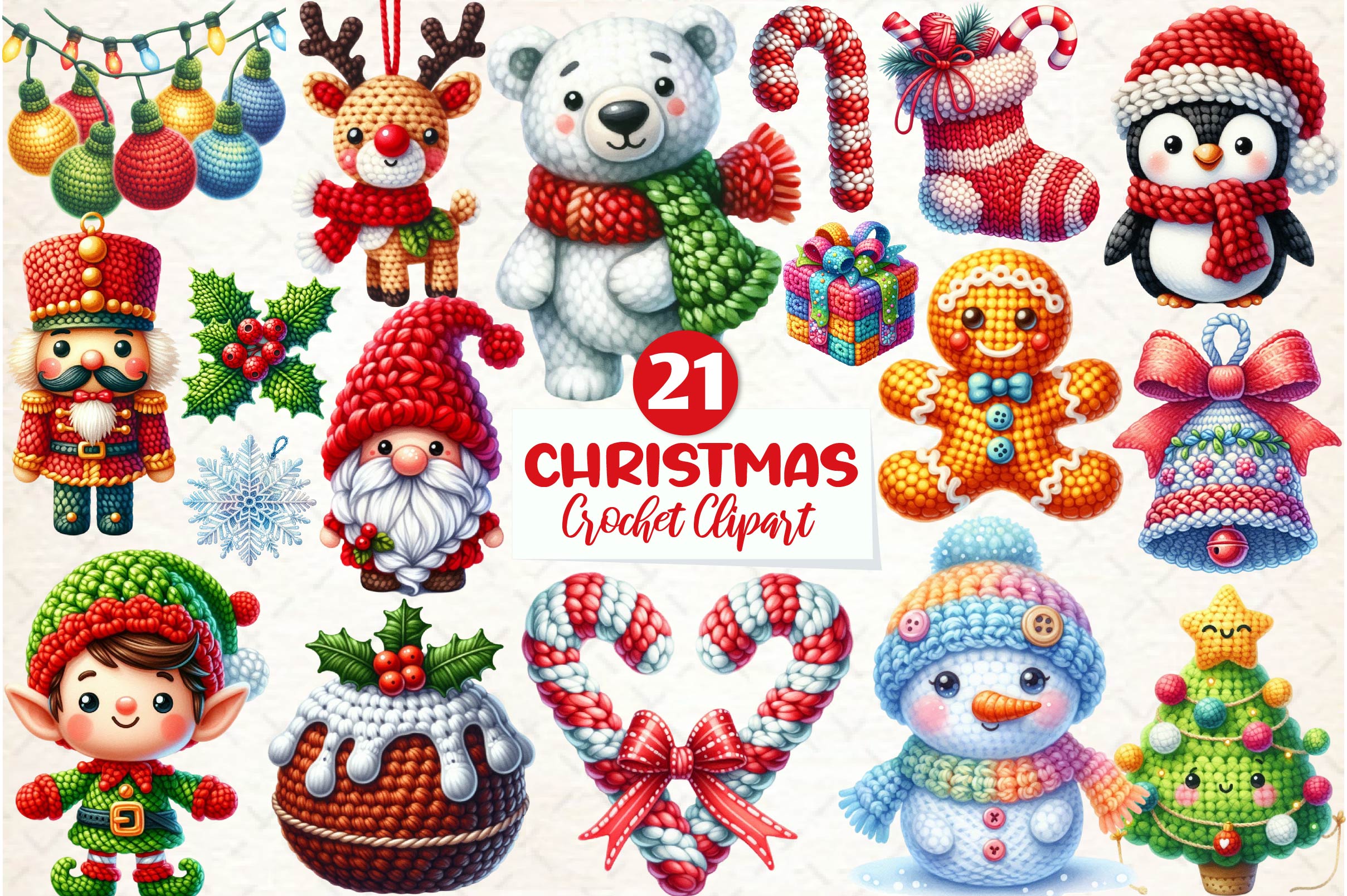 Crochet Christmas Clipart Bundle 1