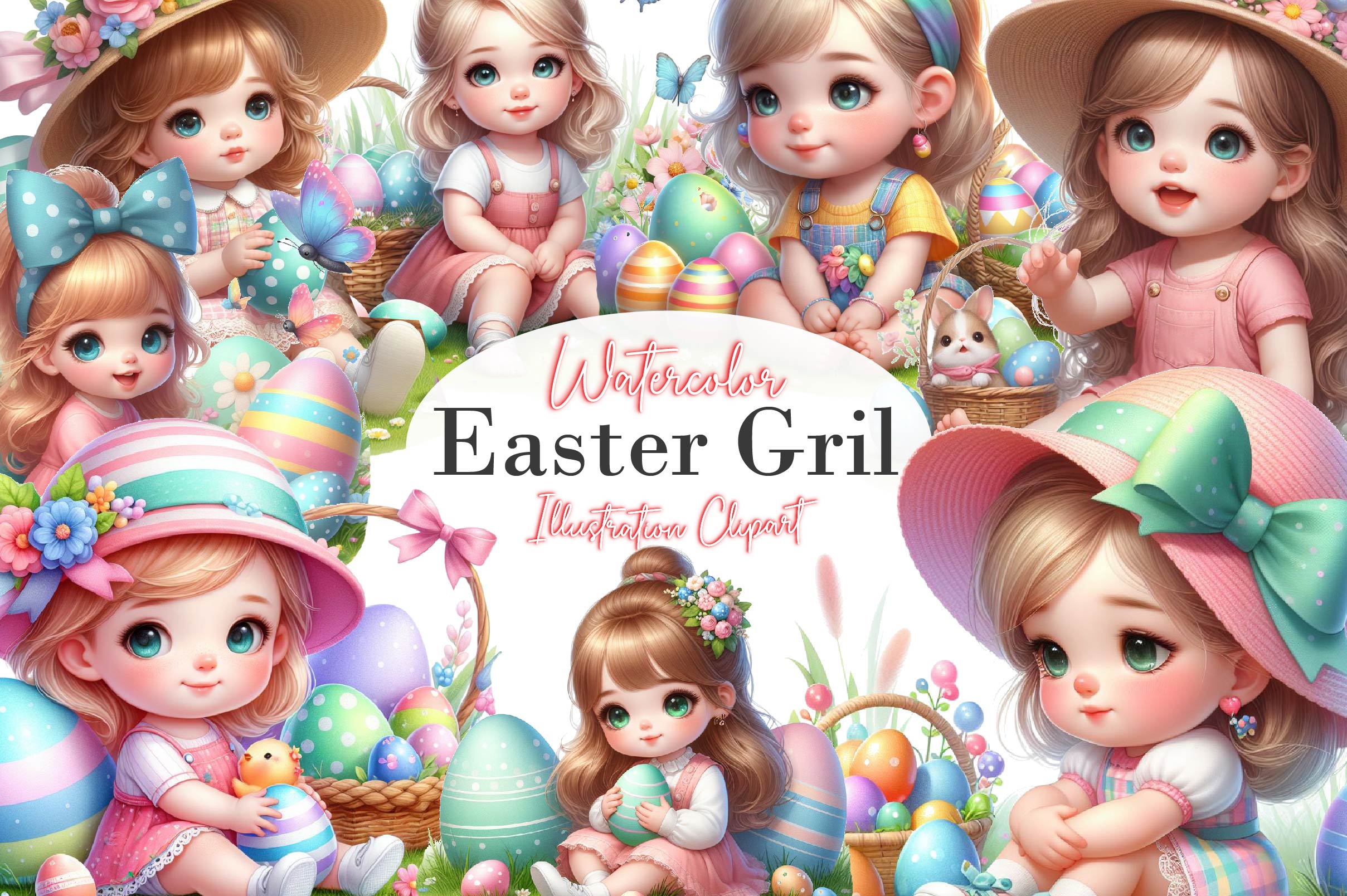 Easter Girl Clipart Bundle 1