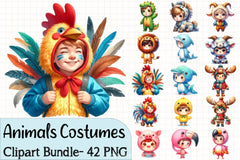 Cute Animal Costumes Clipart Bundle - CraftNest - Digital Crafting and Art
