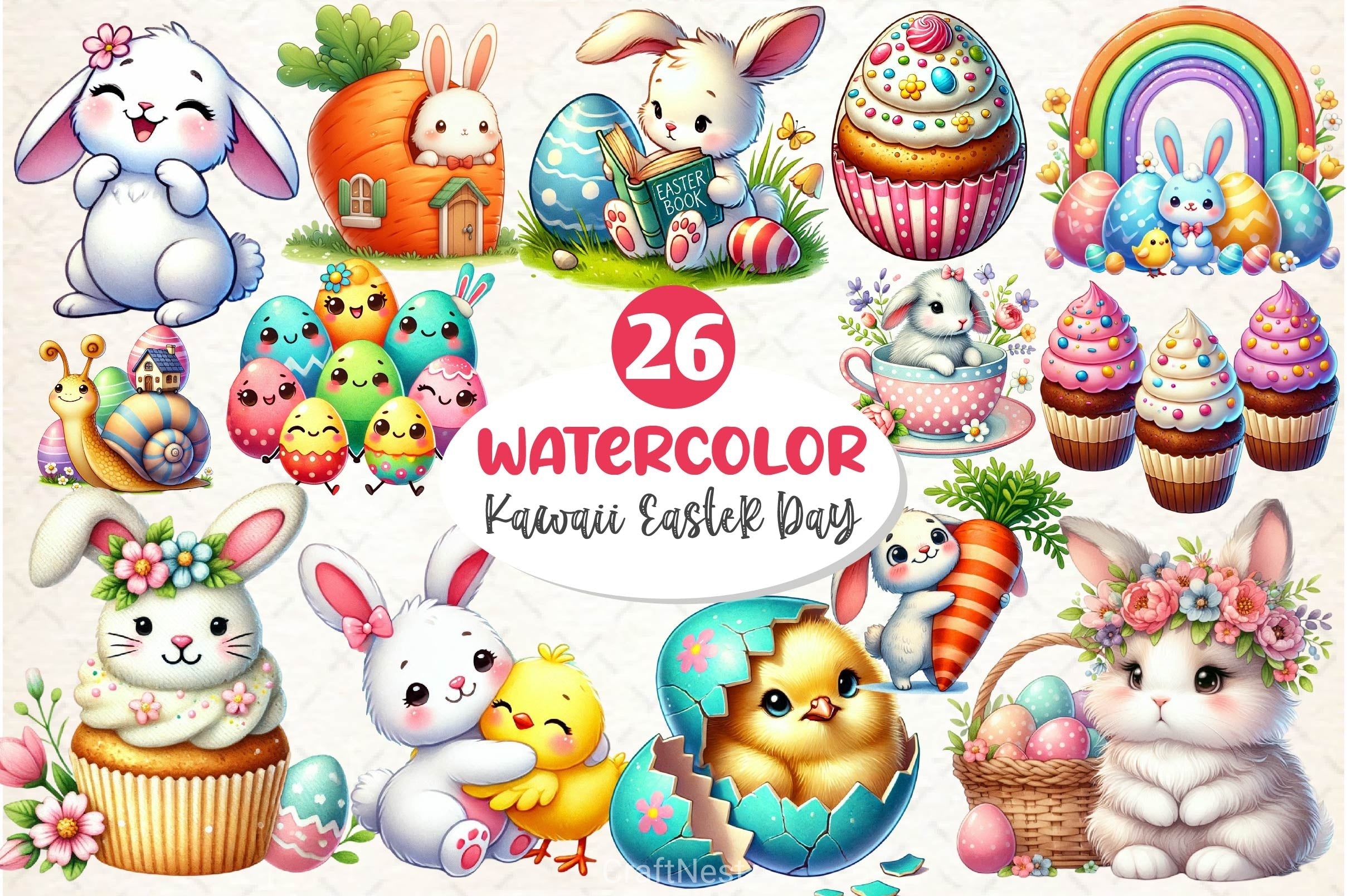Kawaii Easter Day Clipart Bundle 2