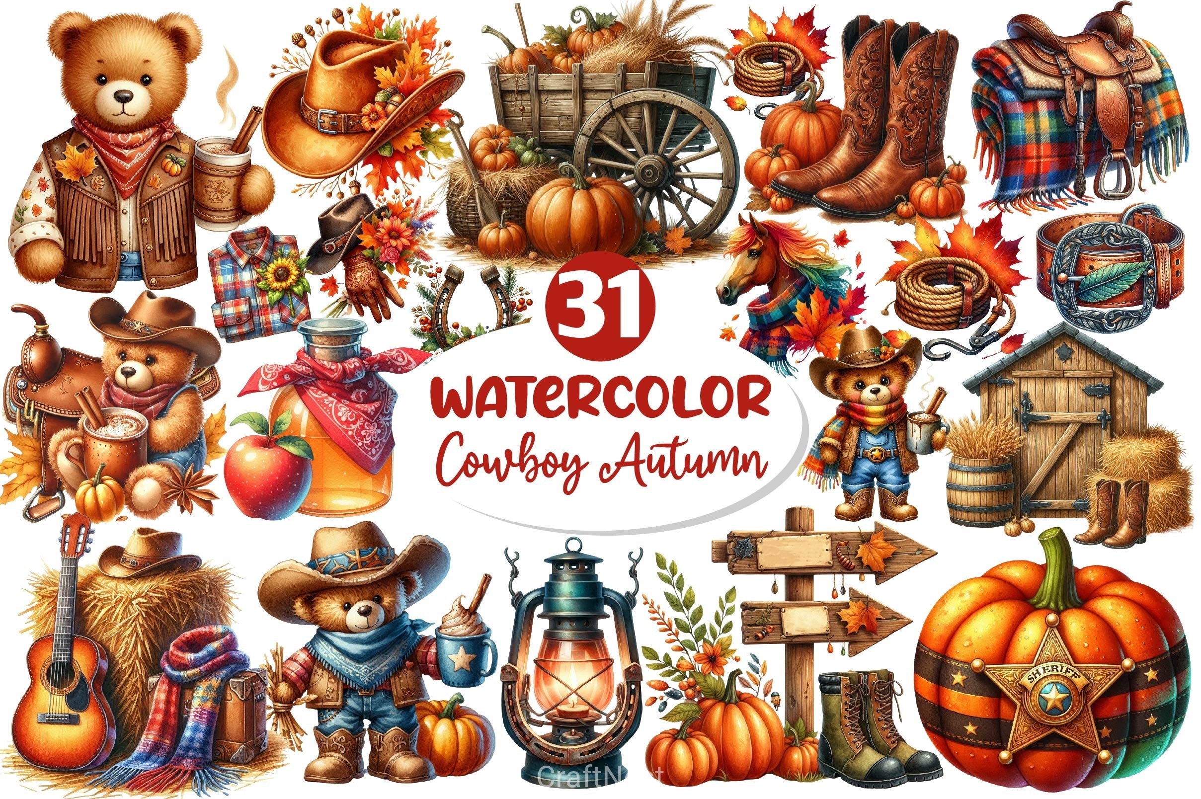 Cowboy Autumn Clipart Bundle 4