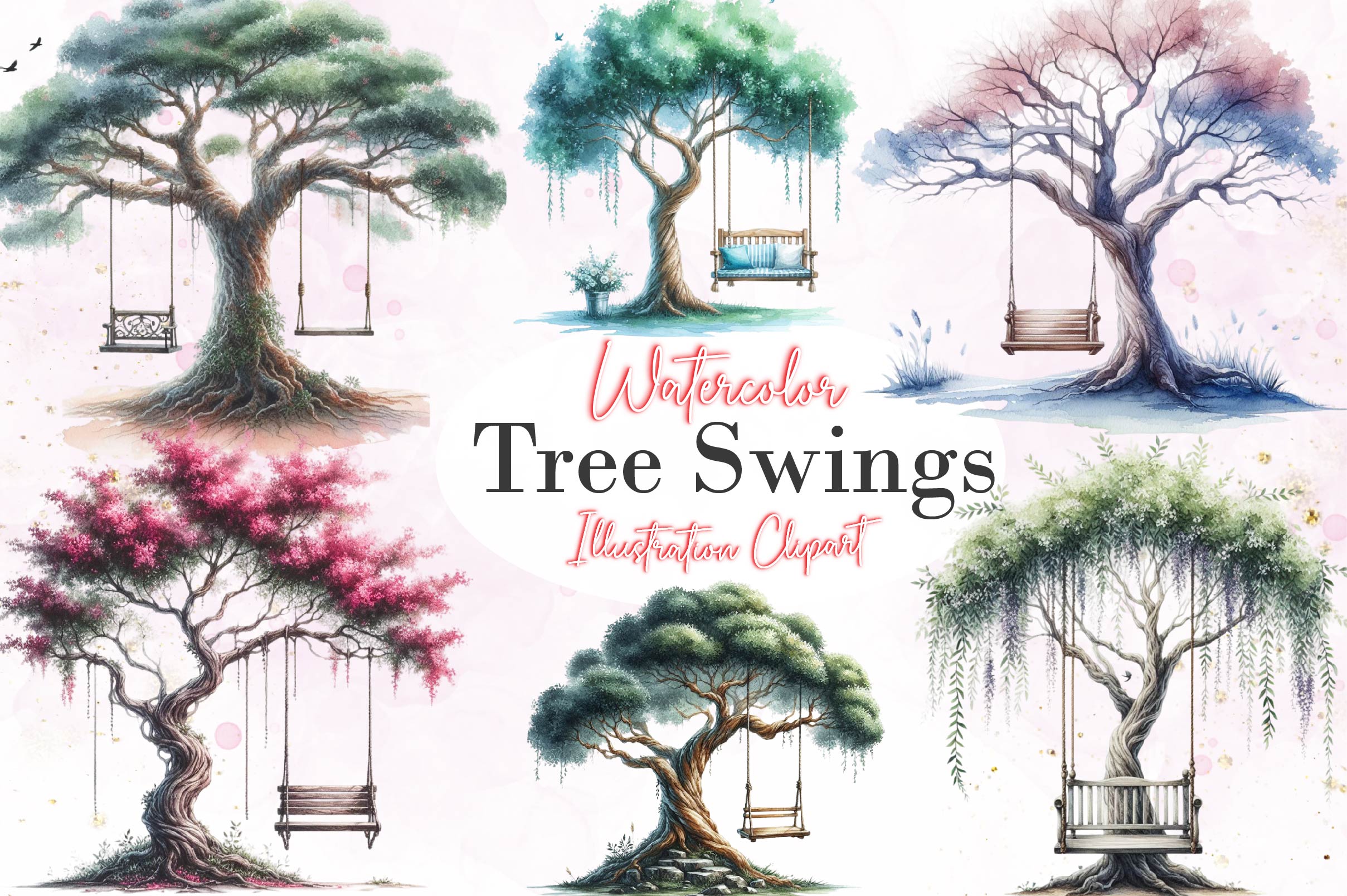 Tree Swings Clipart Bundle