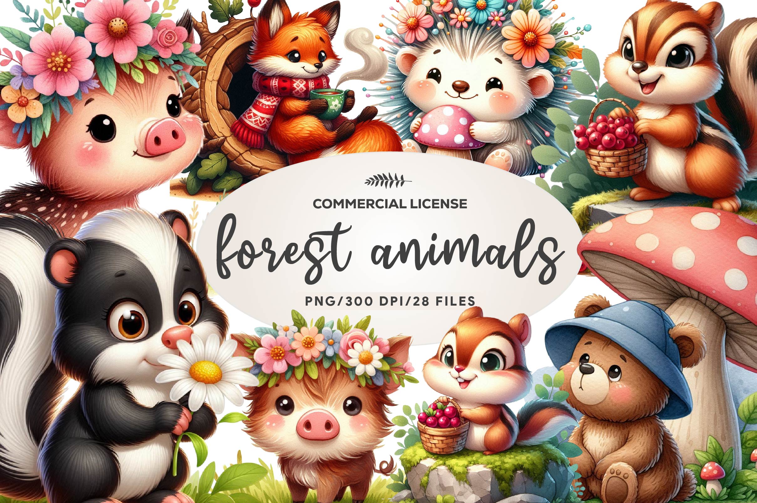 Woodland Forest Animals Clipart Bundle