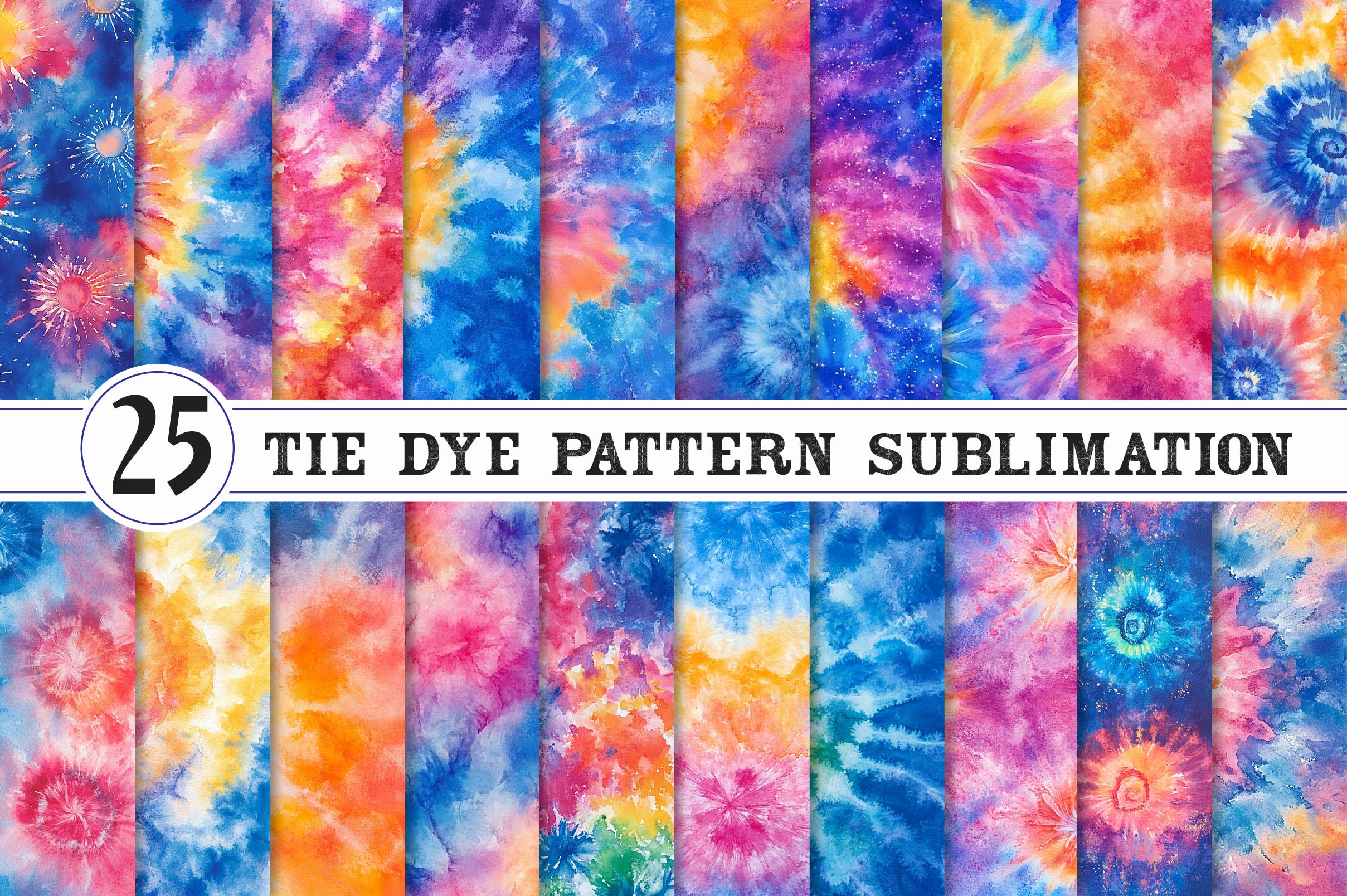 Tie Dye Pattern Clipart Bundle