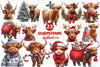 Christmas Highland Cow Clipart Bundle 6