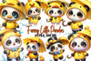 Funny Little Pandas Umbrella Clipart Bundle