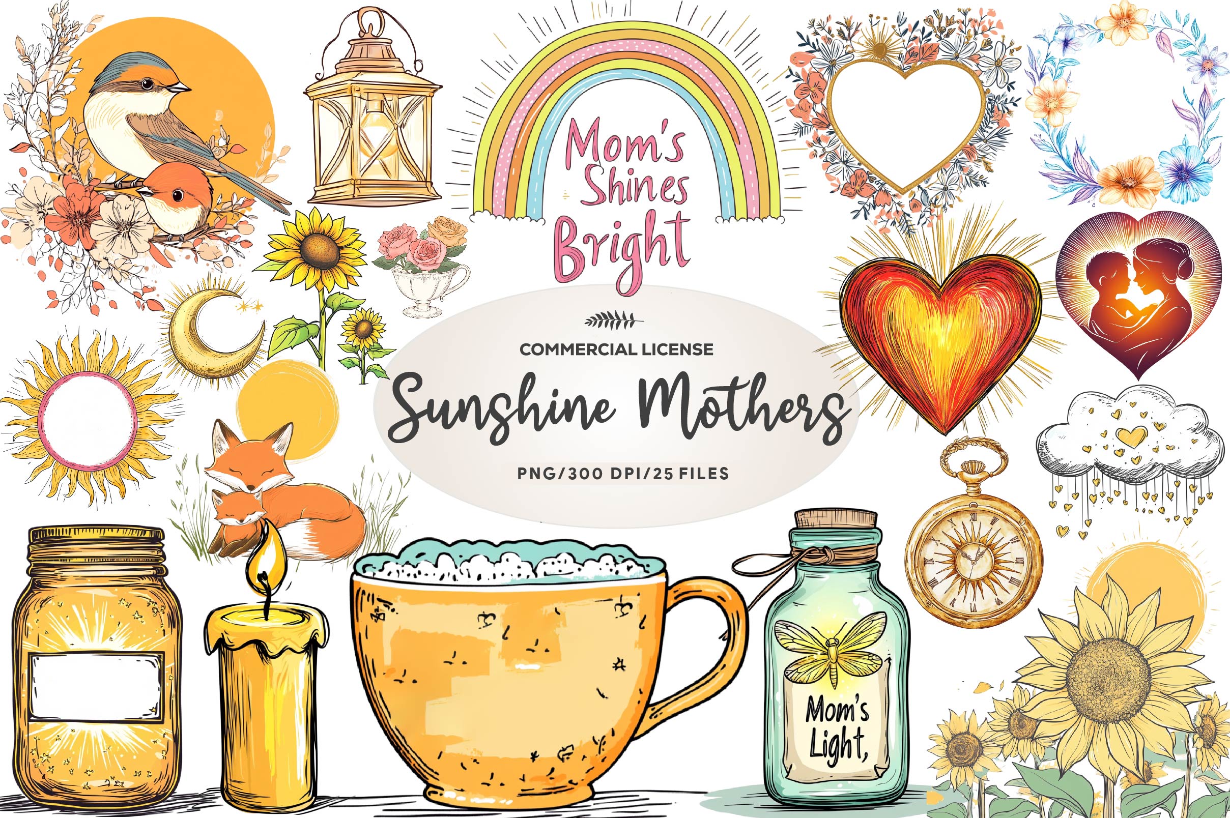 Sunshine & Love Mothers Day Clipart Bundle