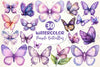 Pastel Purple Butterflies Clipart Bundle