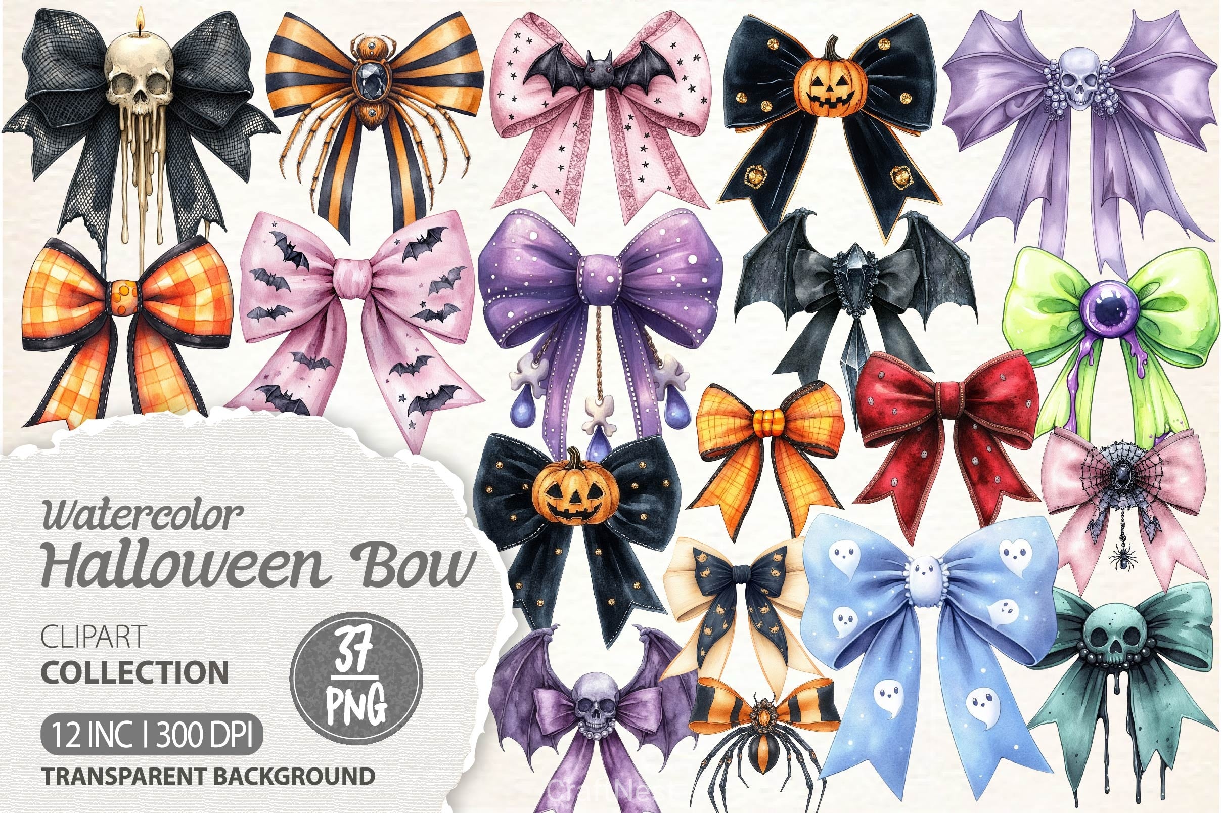 Halloween Coquette Bow Clipart Bundle 4