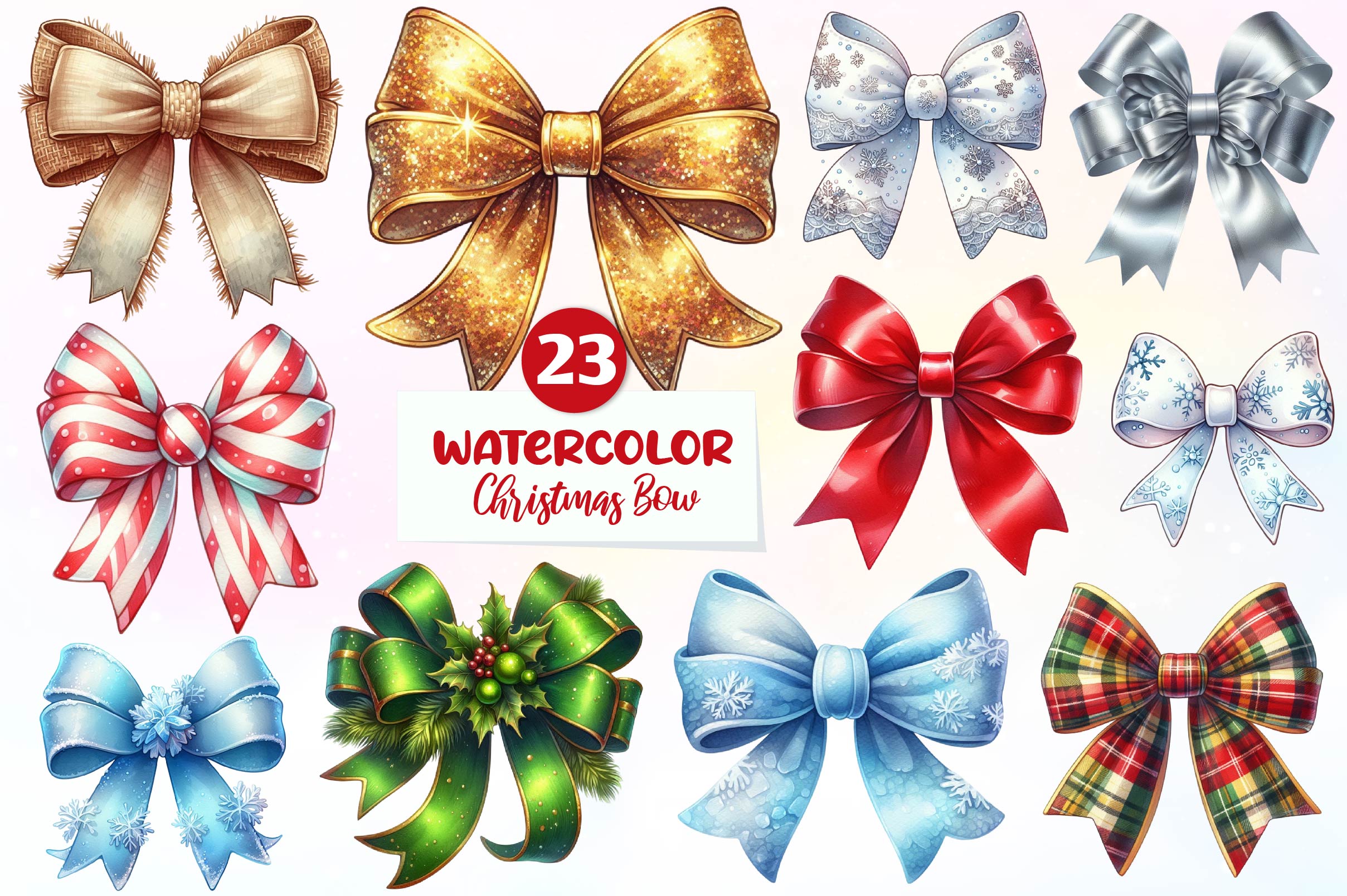 Christmas Bow Clipart Bundle 1