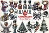 Luxury Plaid Black And White Christmas Clipart Bundle