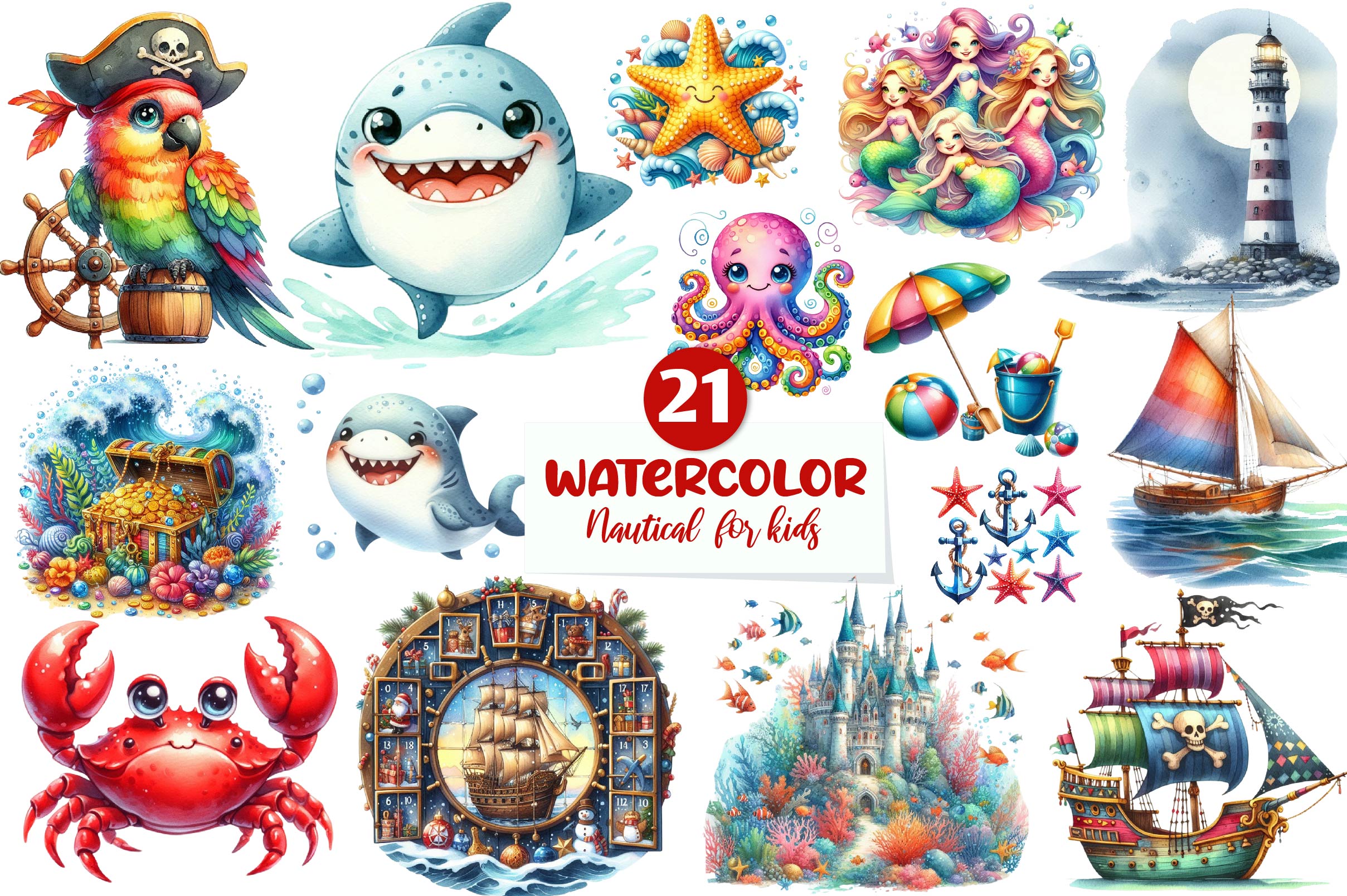Nautical For Kids Clipart Bundle