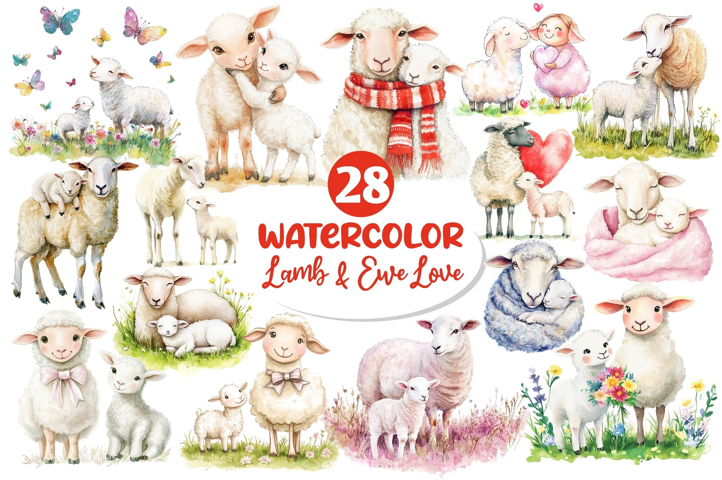 Lamb Ewe Love Clipart Bundle 2