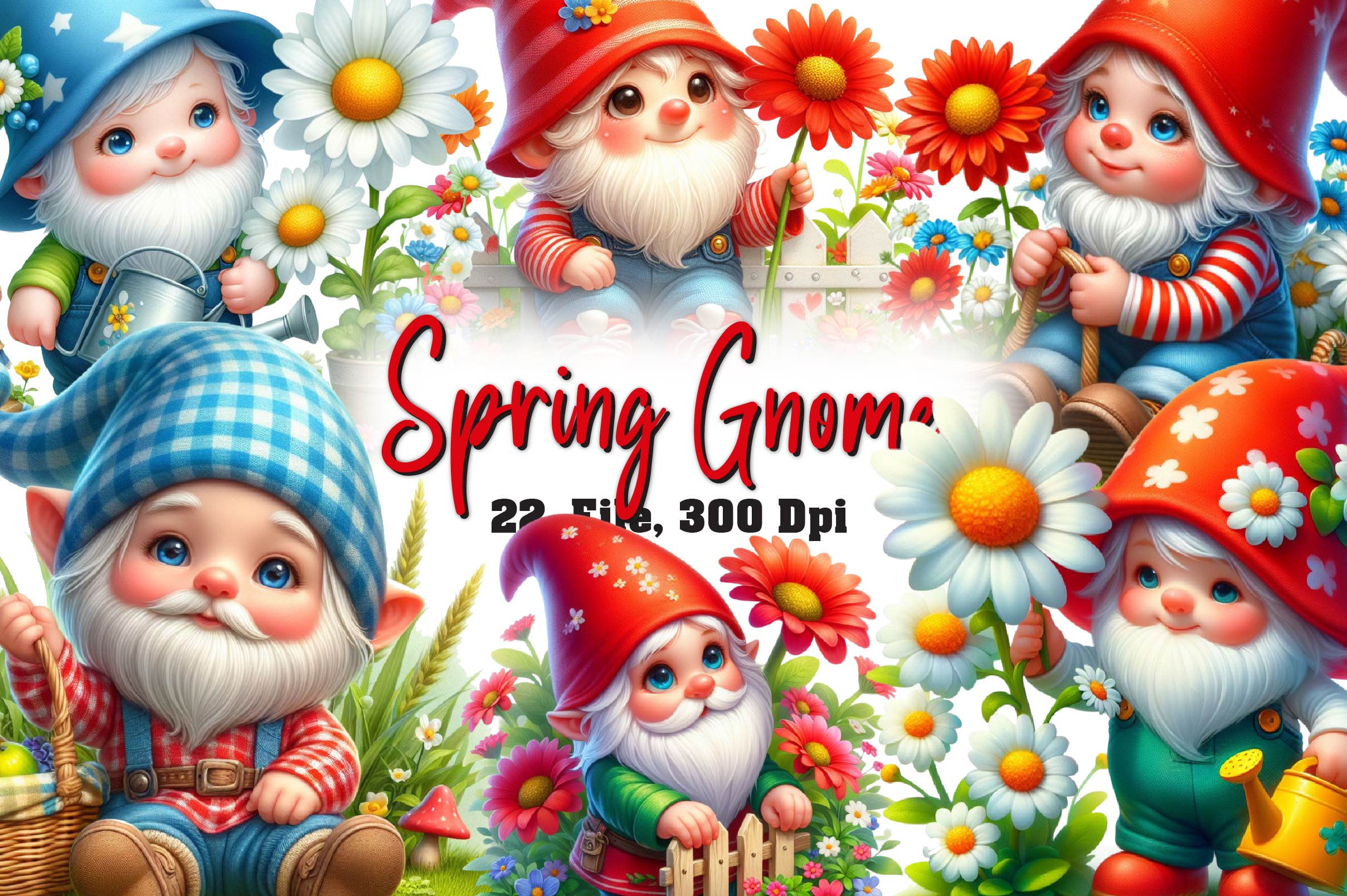 Spring Gnome Clipart Bundle 1
